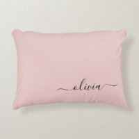 Blush Dusty Pink Modern Script Girly Monogram Name