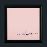 Blush Dusty Pink Modern Script Girly Monogram Name Gift Box<br><div class="desc">Blush Dusty Pink Simple script Monogram Name Jewellery Keepsake Box. This makes the perfect graduation,  birthday,  wedding,  bridal shower,  anniversary,  baby shower or bachelorette party gift for someone that loves glam luxury and chic styles.</div>