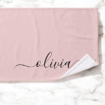 Blush Dusty Pink Modern Script Girly Monogram Name Hand Towel<br><div class="desc">Blush Dusty Pink Simple Script Monogram Name bathroom Towels. This makes the perfect sweet 16 birthday,  wedding,  bridal shower,  anniversary,  baby shower or bachelorette party gift for someone that loves glam luxury and chic styles.</div>