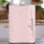 Blush Dusty Pink Modern Script Girly Monogram Name Hip Flask<br><div class="desc">Blush Dusty Pink Monogram Name and Initial Party Flask. This makes the perfect sweet 16 birthday,  wedding,  bridal shower,  anniversary,  baby shower or bachelorette party gift for someone that loves glam luxury and chic styles.</div>