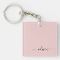 Blush Dusty Pink Modern Script Girly Monogram Name