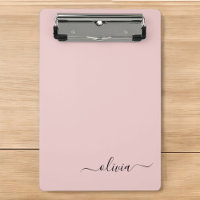 Blush Dusty Pink Modern Script Girly Monogram Name