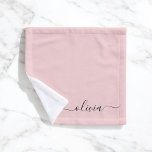 Blush Dusty Pink Modern Script Girly Monogram Name Wash Cloth<br><div class="desc">Blush Dusty Pink Simple Script Monogram Name Bathroom Towel. This makes the perfect sweet 16 birthday,  wedding,  bridal shower,  anniversary,  baby shower or bachelorette party gift for someone that loves glam luxury and chic styles.</div>