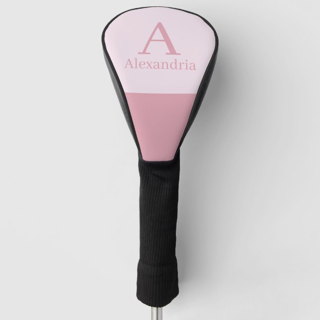 Blush Dusty Pink Monogram Initial Name Golf Head Cover (Front)