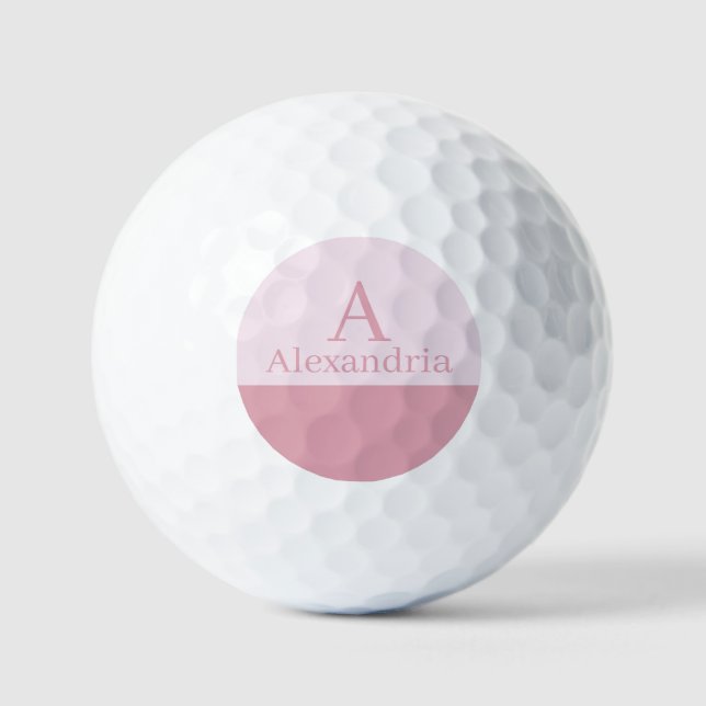Blush Dusty Pink Monogram Initial Name Minimal Golf Balls (Front)