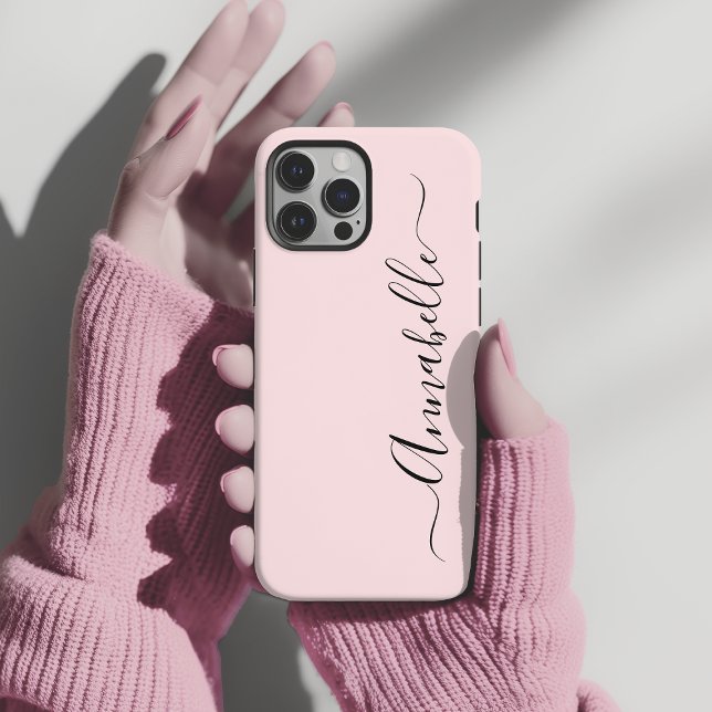 Blush Dusty Pink Personalised Name Case-Mate iPhone Case (Personalized pale pink script name phone case)