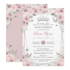 Blush Dusty Pink White Floral Silver Quinceañera