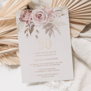 Blush & Dusty Rose 50th Birthday Party Rose Gold