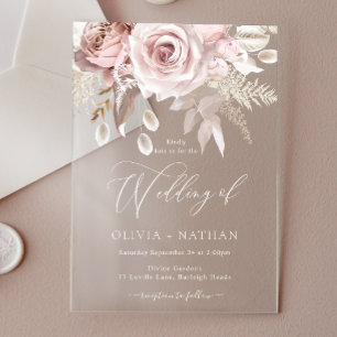 Blush Dusty Rose Boho Trending All Seasons Wedding Acrylic Invitations
