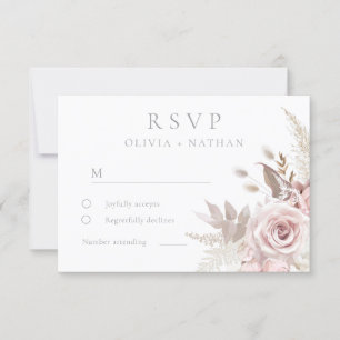Blush & Dusty Rose Boho Trending Designer Wedding RSVP Card