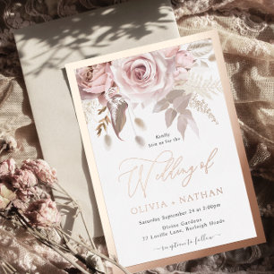 Blush Dusty Rose Elegance Rose Gold Border Wedding
