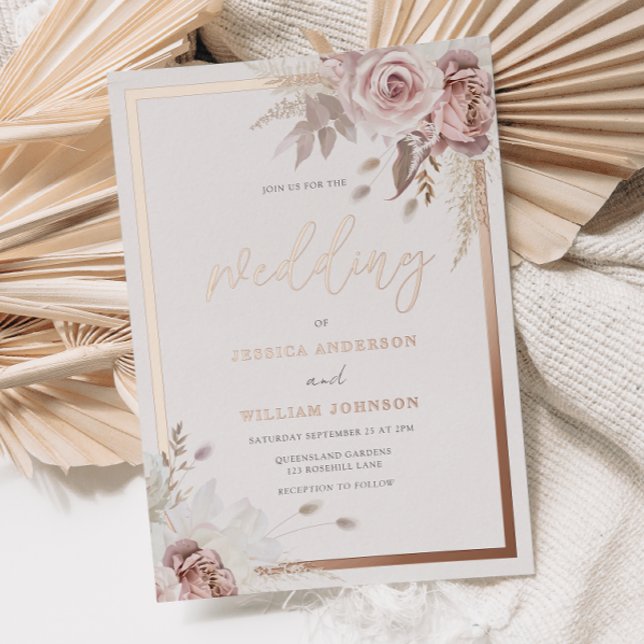 Blush & Dusty Rose Floral Wedding Rose Gold Border (Creator Uploaded)