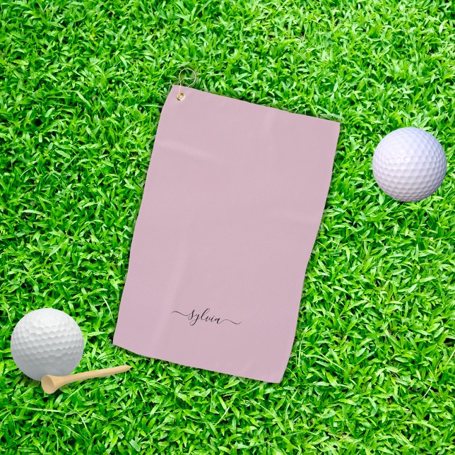 Blush Dusty Rose Pink Modern Girly Monogram Name Golf Towel (Blush Dusty Rose Pink Modern Girly Monogram Name Golf Towel)