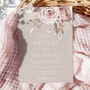 Blush & Dusty Roses Elegant Wedding Invitation