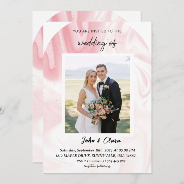 Blush Elegance Wedding Invitation (Front/Back)