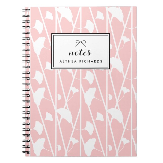 Blush Elegant Floral Vines Pattern Personalised Spiral Notebook (Front)