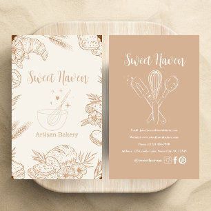 Blush Elegant Minimalist Cooking Utensil Bakery Business Card