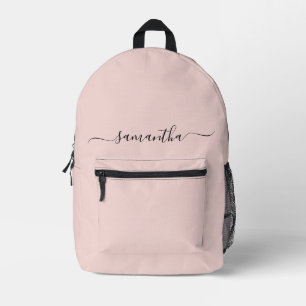 Blush Elegant Swash Signature Name Printed Backpack