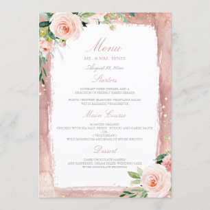 Blush Enchanted Wedding Dinner Party Reception Menu