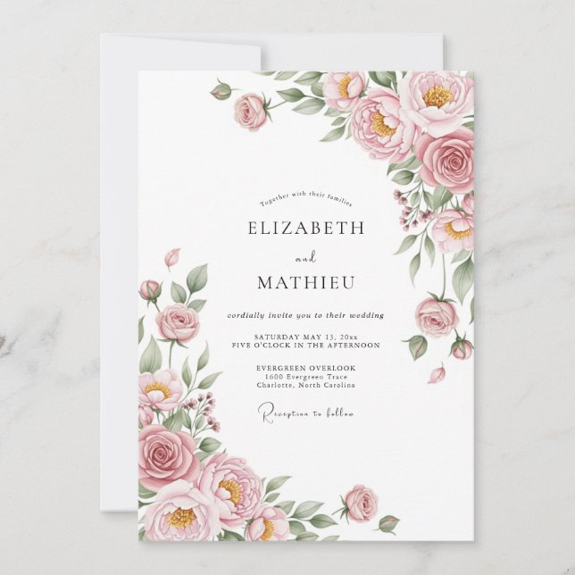Blush Ethereal Bloom Wedding Invitation (Front)