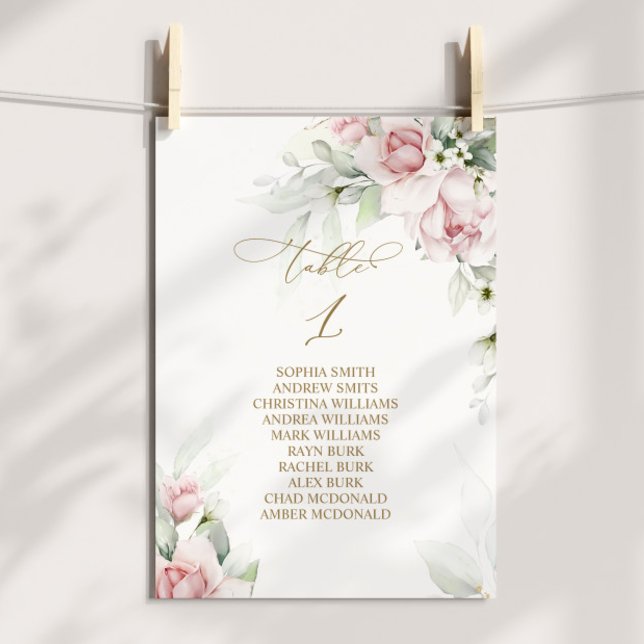 Blush & Eucalyptus Table Number 1 Seating Chart (Creator Uploaded)