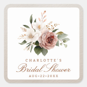 Blush Fall Floral Bridal Shower Favour Sticker