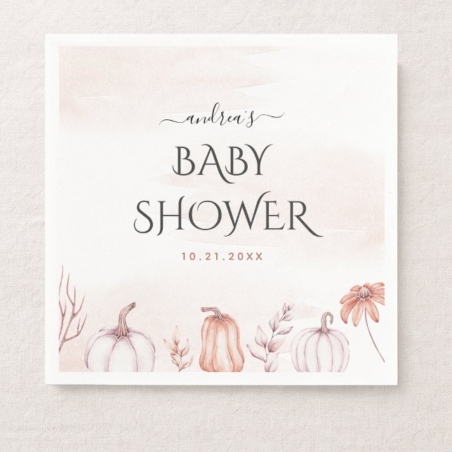Blush Fall Pumpkin Baby Shower Napkins (Creator Uploaded)