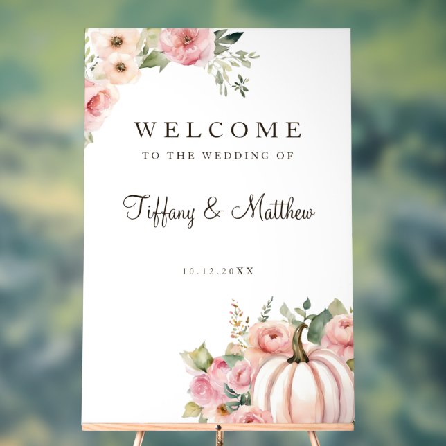 Blush Fall Wedding Welcome Acrylic Sign (Neutral)