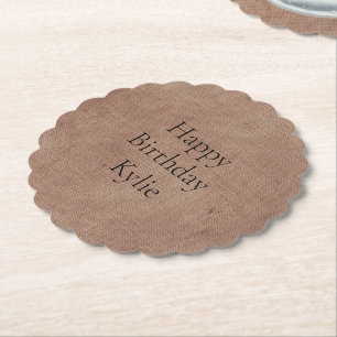 Blush Faux Linen (linen look) Paper Coaster