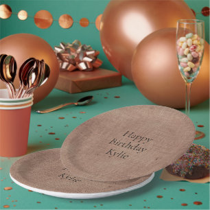 Blush Faux Linen (linen look)  Paper Plate