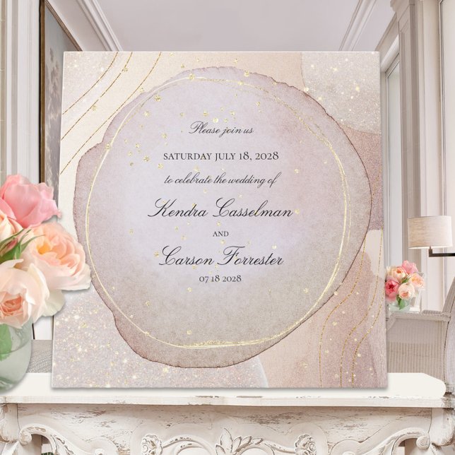 Blush Fawn & Rose Opal Elegant Gold Wedding Invitation (Creator Uploaded)