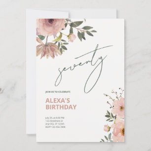 Blush Feminine Floral Jubilee Birthday Invitation