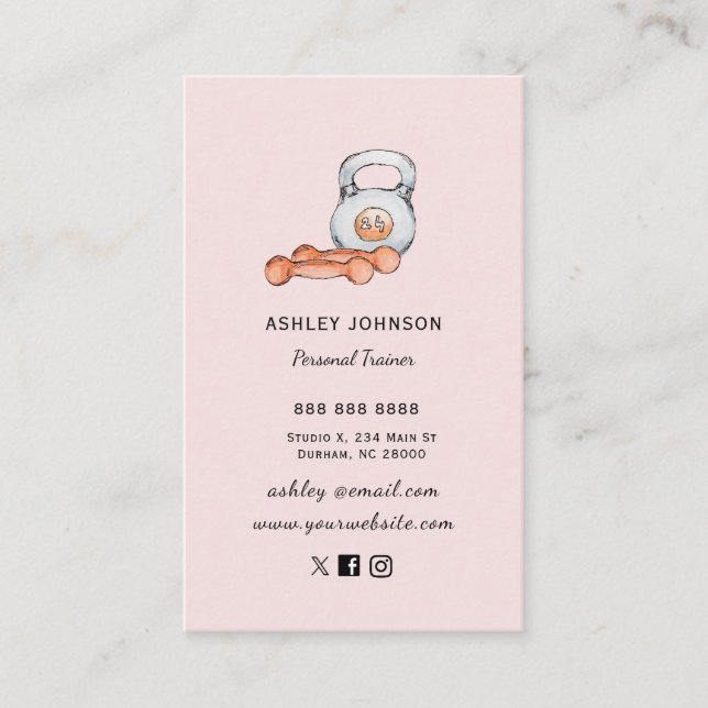 Blush Fitness gear Personal Trainer Business Card (Front)