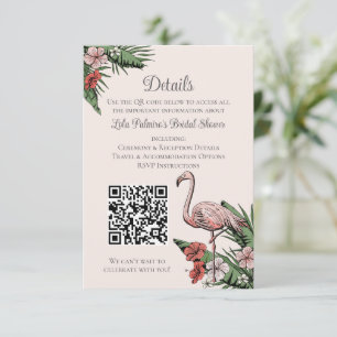 Blush Flamingo Bridal Shower Website QR Code Enclosure Card