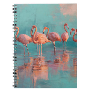 Blush Flamingos Aqua Reflection Art Notebook