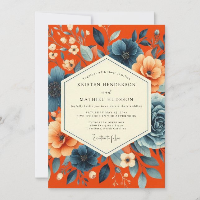 Blush Floral Autumn Romance Wedding Invitation (Front)
