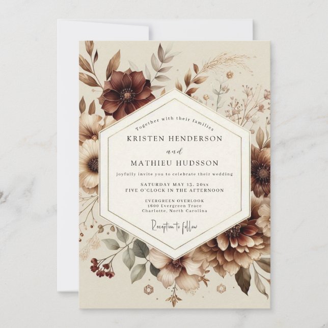 Blush Floral Autumn Romance Wedding Invitation (Front)