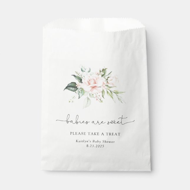 Blush Floral Babies are Sweet Please Take a Treat Favour Bags (Front)
