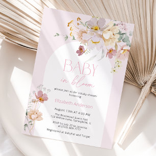 Blush Floral Baby in Bloom Baby Shower Invitation