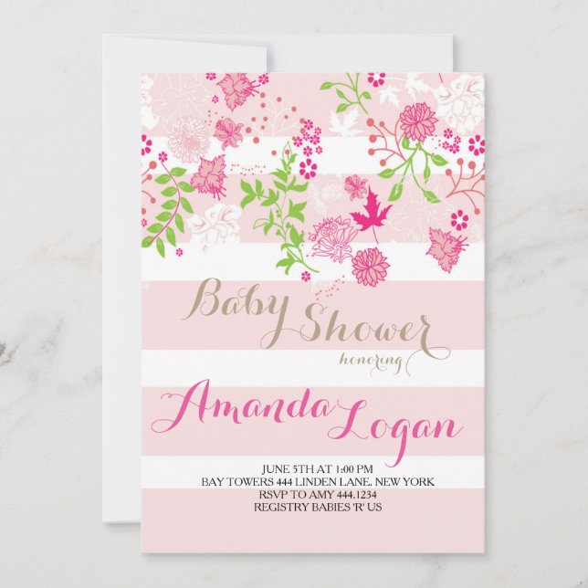Blush Floral Baby Shower Birthday Invitations (Front)
