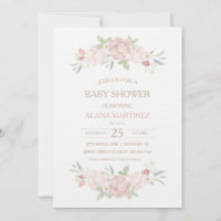 Blush Floral Baby Shower Invitation