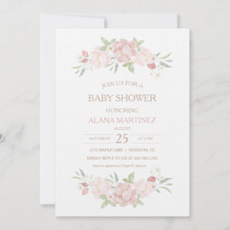 Blush Floral Baby Shower Invitation