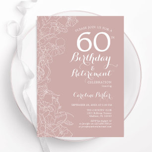 Blush Floral Birthday & Retirement Party Invitation