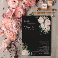 Blush Floral Black Bridal Lingerie Shower