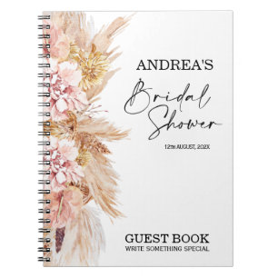 Blush Floral Boho Bridal Shower Guest Notebook