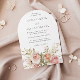 Blush Floral Boquet All Seasons Wedding Invitation