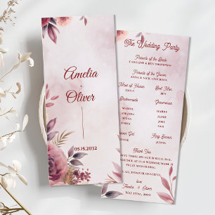 Blush Floral Botanical Wedding Ceremony Program Invitation