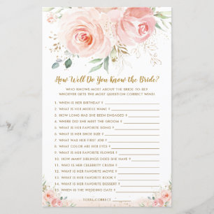 Blush Floral Bridal How Well You Know Bride Game