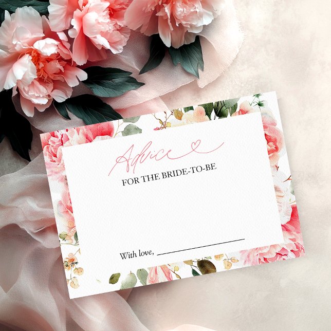 Blush Floral Bridal Shower Advice Card (Creator Uploaded)