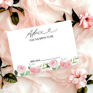Blush Floral Bridal Shower Advice Cards